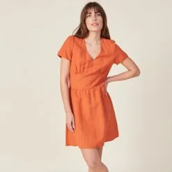 Vib's Robe évasée à Manches Courtes Orange Foncé Femme