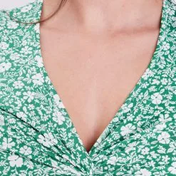 Vib's Robe évasée à Manches Courtes Vert Femme -Robe Boutique robe evasee a manches courtes vert femme d1 36125313310395494