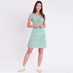 Vib's Robe évasée à Manches Courtes Vert Femme -Robe Boutique robe evasee a manches courtes vert femme si 36125313310395494