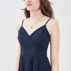 Vib's Robe évasée Avec Bretelles Bleu Marine Femme -Robe Boutique robe evasee avec bretelles bleu marine femme d1 36125363290150499