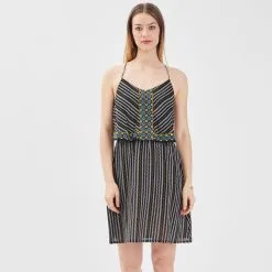 Vib's Robe évasée Avec Bretelles Noir Femme -Robe Boutique robe evasee avec bretelles noir femme fp 36125343290273494