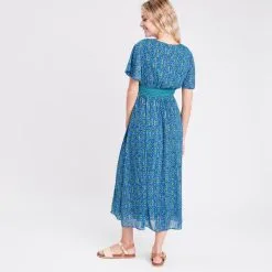 Vib's Robe évasée Avec Manches Courtes Bleu Femme -Robe Boutique robe evasee avec manches courtes bleu femme b 36125313310275371