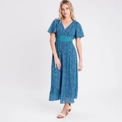 Robe Boutique -Robe Boutique robe evasee avec manches courtes bleu femme fp 36125313310275371