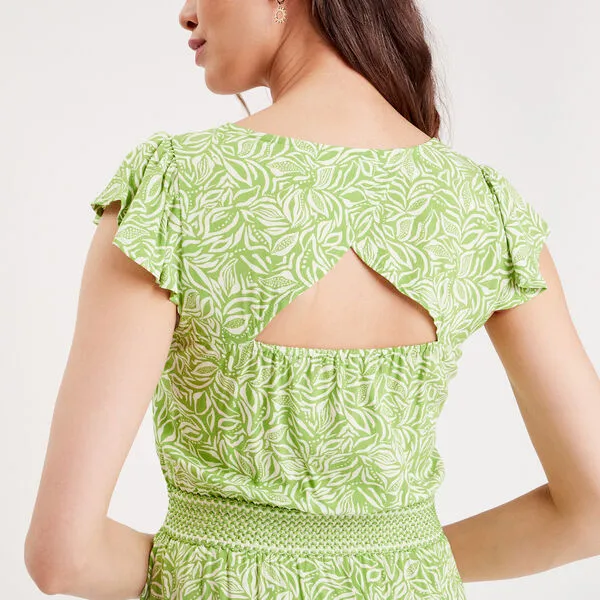 Vib's Robe évasée Avec Manches Courtes Vert Olive Femme 6 Vib's Robe évasée Avec Manches Courtes Vert Olive Femme – Image 4