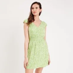 Vib's Robe évasée Avec Manches Courtes Vert Olive Femme 12 Vib's Robe évasée Avec Manches Courtes Vert Olive Femme -Robe Boutique robe evasee avec manches courtes vert olive femme d2 36125313310285319