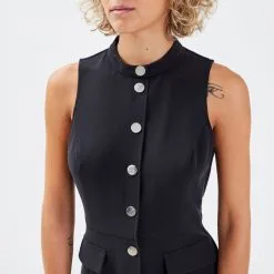Vib's Robe évasée Boutonnée Noir Femme -Robe Boutique robe evasee boutonnee noir femme d1 36125373300461001