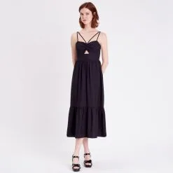 Vib's Robe évasée Bretelles Noir Femme 9 Vib's Robe évasée Bretelles Noir Femme -Robe Boutique robe evasee bretelles noir femme fp 36125313290111001