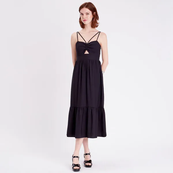 Vib's Robe évasée Bretelles Noir Femme 4 Vib's Robe évasée Bretelles Noir Femme – Image 2