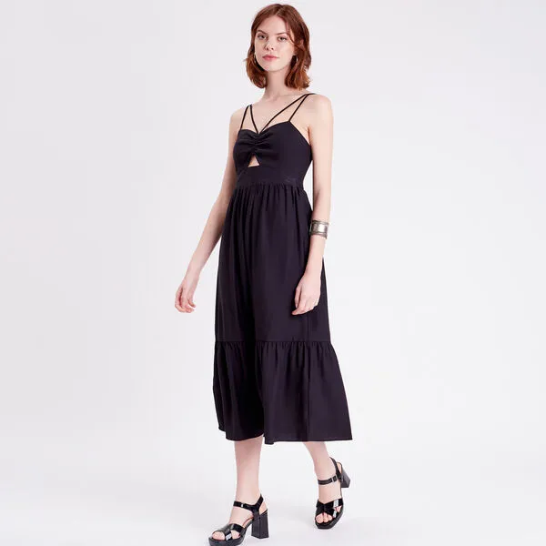 Vib's Robe évasée Bretelles Noir Femme 8 Vib's Robe évasée Bretelles Noir Femme – Image 6