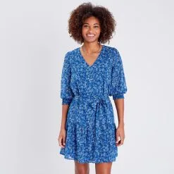 Vib's Robe évasée Ceinturée Bleu Femme -Robe Boutique robe evasee ceinturee bleu femme fp 36125313330165326