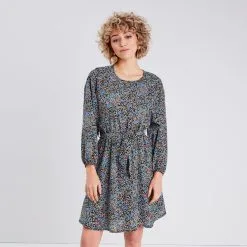 Vib's Robe évasée Ceinturée Denim Noir Femme -Robe Boutique robe evasee ceinturee denim noir femme fp 36125383330214611