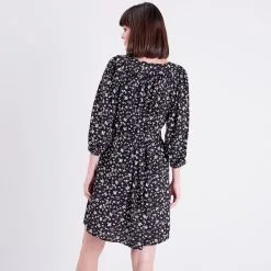 Vib's Robe évasée Ceinturée Noir Femme -Robe Boutique robe evasee ceinturee noir femme b 36125393320264714