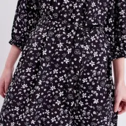 Vib's Robe évasée Ceinturée Noir Femme -Robe Boutique robe evasee ceinturee noir femme d1 36125393320264714