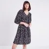 Vib's Robe évasée Ceinturée Noir Femme