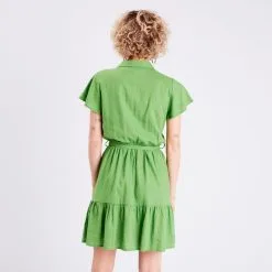 Vib's Robe évasée Ceinturée Vert Femme -Robe Boutique robe evasee ceinturee vert femme b 36125313310225263