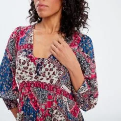 Vib's Robe évasée Col En V Bleu Femme -Robe Boutique robe evasee col en v bleu femme d1 36125153700634225