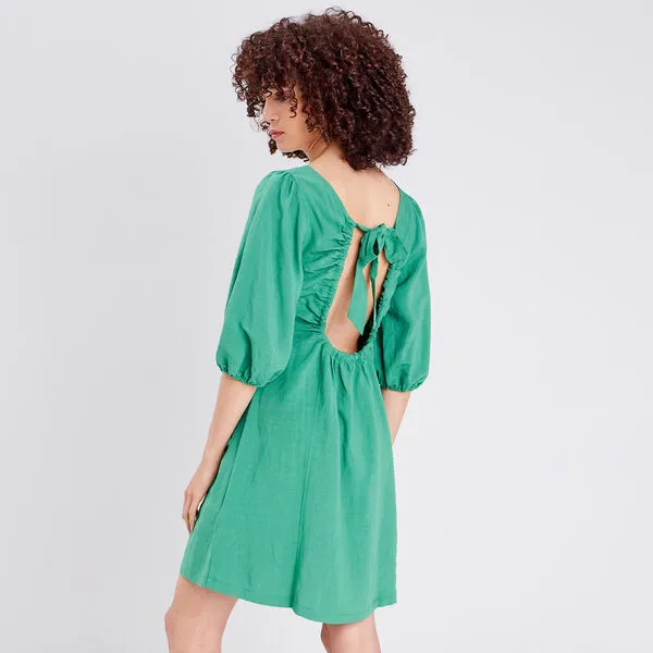 Vib's Robe évasée Dos Ouvert Vert Femme 5 Vib's Robe évasée Dos Ouvert Vert Femme – Image 3