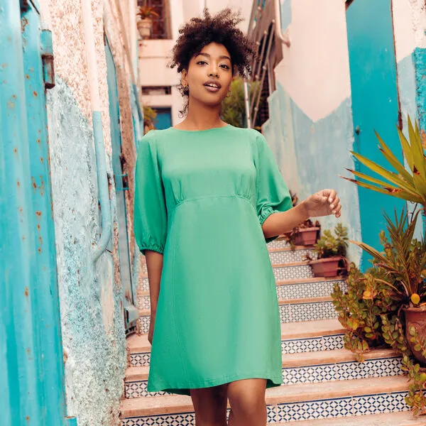 Vib's Robe évasée Dos Ouvert Vert Femme 4 Vib's Robe évasée Dos Ouvert Vert Femme – Image 2