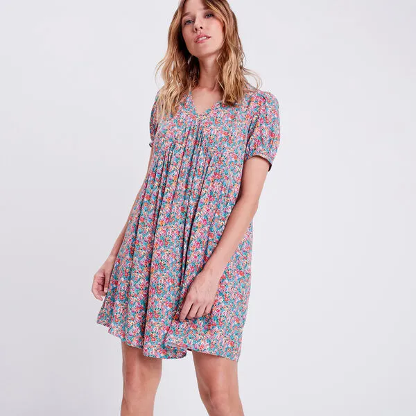 Vib's Robe évasée Fluide Bleu Turquoise Femme 3 Vib's Robe évasée Fluide Bleu Turquoise Femme