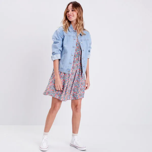 Vib's Robe évasée Fluide Bleu Turquoise Femme 7 Vib's Robe évasée Fluide Bleu Turquoise Femme – Image 5