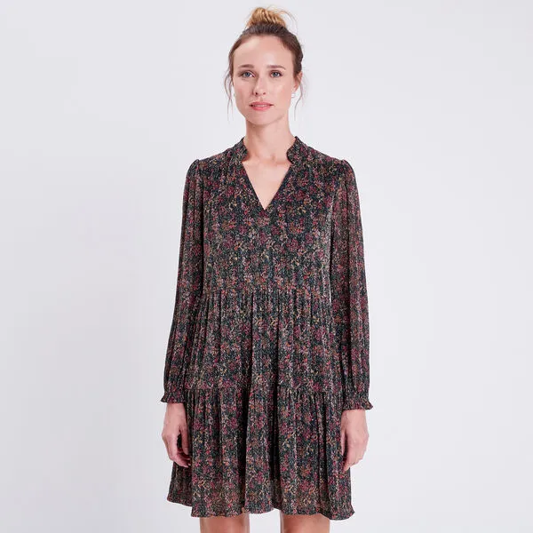 Vib's Robe évasée Fluide Col En V Marron Foncé Femme 4 Vib's Robe évasée Fluide Col En V Marron Foncé Femme – Image 2