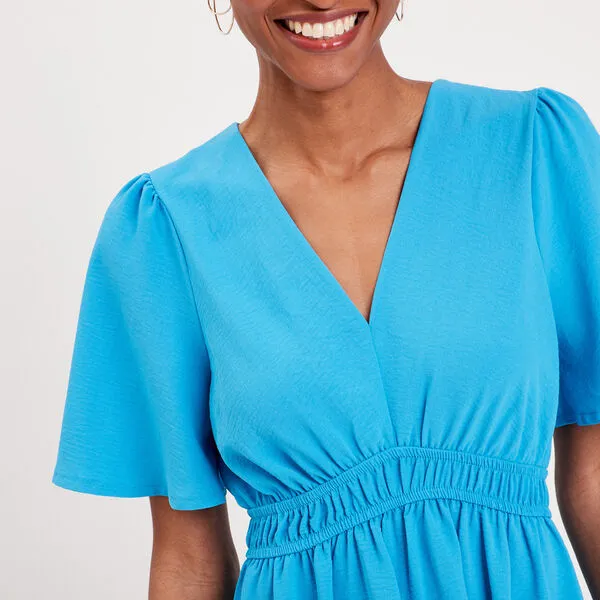 Vib's Robe évasée Fluide élastiquée Bleu Femme 6 Vib's Robe évasée Fluide élastiquée Bleu Femme – Image 4