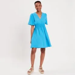 Vib's Robe évasée Fluide élastiquée Bleu Femme 13 Vib's Robe évasée Fluide élastiquée Bleu Femme -Robe Boutique robe evasee fluide elastiquee bleu femme si 36125313310643818