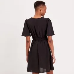 Vib's Robe évasée Fluide élastiquée Noir Femme -Robe Boutique robe evasee fluide elastiquee noir femme b 36125313310641001