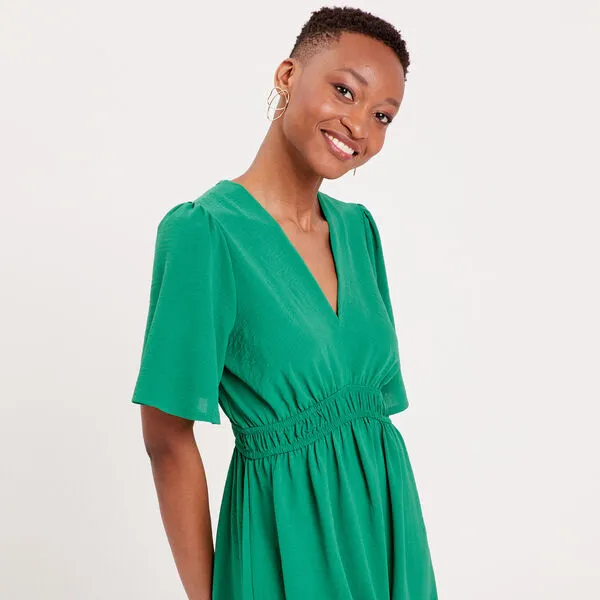 Vib's Robe évasée Fluide élastiquée Vert Femme 3 Vib's Robe évasée Fluide élastiquée Vert Femme