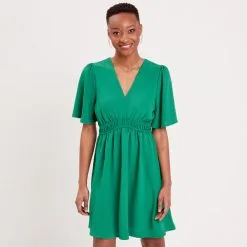 Vib's Robe évasée Fluide élastiquée Vert Femme 9 Vib's Robe évasée Fluide élastiquée Vert Femme -Robe Boutique robe evasee fluide elastiquee vert femme fp 36125313310644417