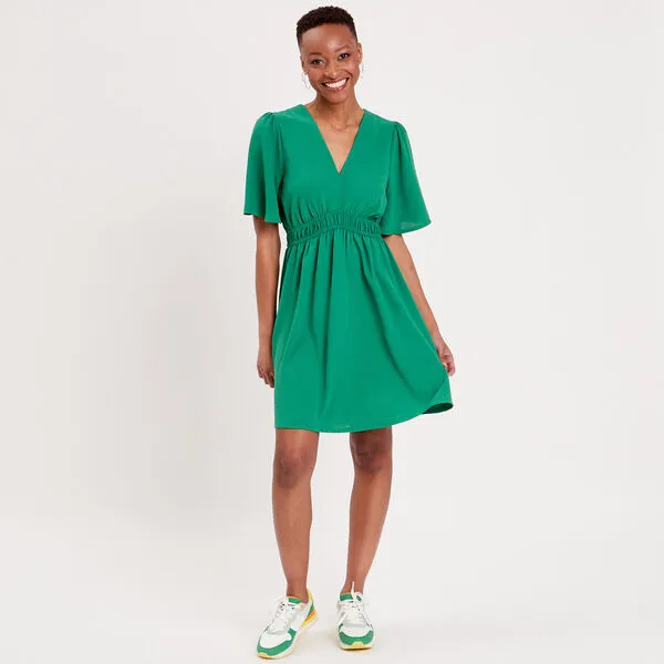 Vib's Robe évasée Fluide élastiquée Vert Femme 8 Vib's Robe évasée Fluide élastiquée Vert Femme – Image 6
