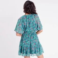 Vib's Robe évasée Fluide Smockée Vert Femme -Robe Boutique robe evasee fluide smockee vert femme b 36125313310335317