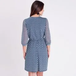 Vib's Robe évasée Manches 3/4 Bleu Femme 10 Vib's Robe évasée Manches 3/4 Bleu Femme -Robe Boutique robe evasee manches 34 bleu femme b 36125313320285515