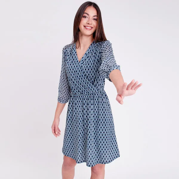 Vib's Robe évasée Manches 3/4 Bleu Femme 3 Vib's Robe évasée Manches 3/4 Bleu Femme