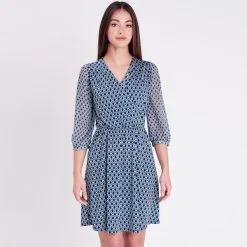 Vib's Robe évasée Manches 3/4 Bleu Femme 9 Vib's Robe évasée Manches 3/4 Bleu Femme -Robe Boutique robe evasee manches 34 bleu femme fp 36125313320285515