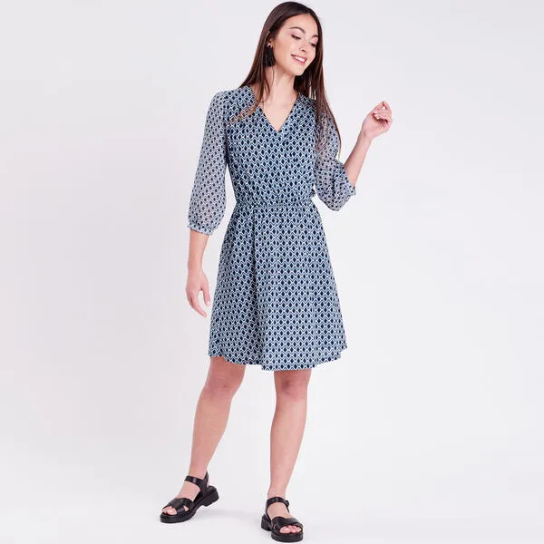 Vib's Robe évasée Manches 3/4 Bleu Femme 8 Vib's Robe évasée Manches 3/4 Bleu Femme – Image 6