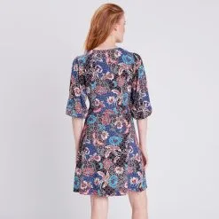 Vib's Robe évasée Manches 3/4 Bleu Marine Femme -Robe Boutique robe evasee manches 34 bleu marine femme b 36125282810753663