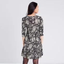 Vib's Robe évasée Manches 3/4 Noir Femme -Robe Boutique robe evasee manches 34 noir femme b 36125373320161001