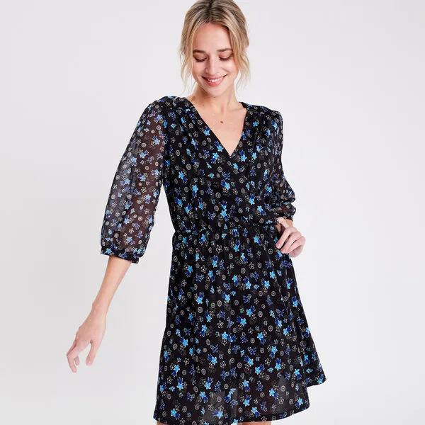 Vib's Robe évasée Manches 3/4 Noir Femme 3 Vib's Robe évasée Manches 3/4 Noir Femme