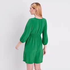 Vib's Robe évasée Manches 3/4 Vert Femme 10 Vib's Robe évasée Manches 3/4 Vert Femme -Robe Boutique robe evasee manches 34 vert femme b 36125313320274417