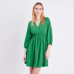 Vib's Robe évasée Manches 3/4 Vert Femme 9 Vib's Robe évasée Manches 3/4 Vert Femme -Robe Boutique robe evasee manches 34 vert femme fp 36125313320274417