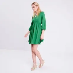 Vib's Robe évasée Manches 3/4 Vert Femme 13 Vib's Robe évasée Manches 3/4 Vert Femme -Robe Boutique robe evasee manches 34 vert femme si 36125313320274417
