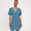Vib's Robe évasée Manches Courtes Bleu Femme