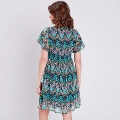 Vib's Robe évasée Manches Courtes Bleu Marine Femme 10 Vib's Robe évasée Manches Courtes Bleu Marine Femme -Robe Boutique robe evasee manches courtes bleu marine femme b 36125133700913686