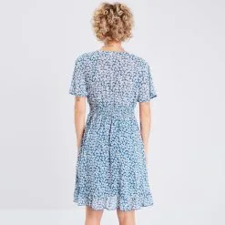 Vib's Robe évasée Manches Courtes Bleu Marine Femme 10 Vib's Robe évasée Manches Courtes Bleu Marine Femme -Robe Boutique robe evasee manches courtes bleu marine femme b 36125373310455349