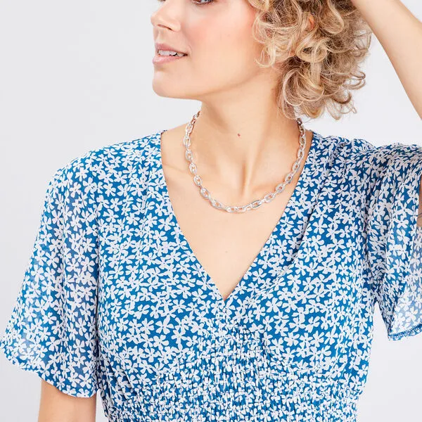 Vib's Robe évasée Manches Courtes Bleu Marine Femme 6 Vib's Robe évasée Manches Courtes Bleu Marine Femme – Image 4