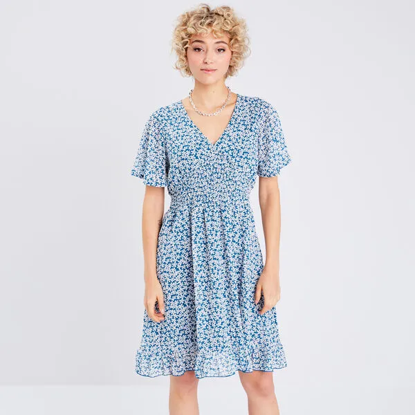 Vib's Robe évasée Manches Courtes Bleu Marine Femme 4 Vib's Robe évasée Manches Courtes Bleu Marine Femme – Image 2