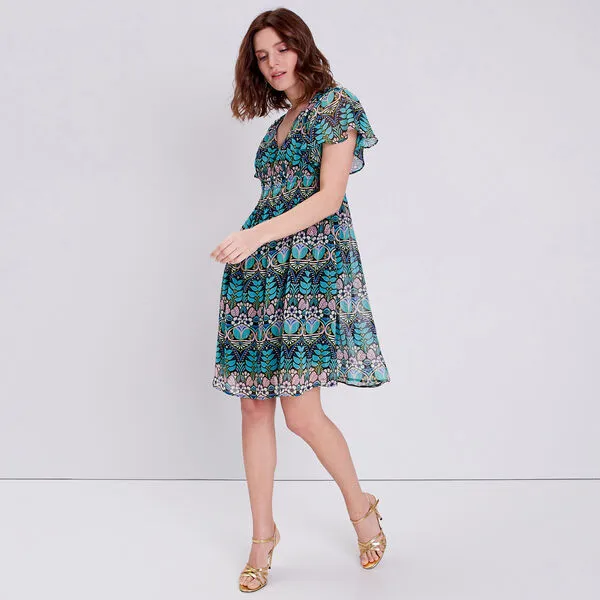 Vib's Robe évasée Manches Courtes Bleu Marine Femme 8 Vib's Robe évasée Manches Courtes Bleu Marine Femme – Image 6