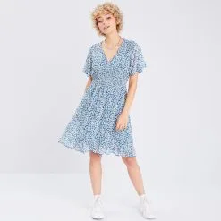 Vib's Robe évasée Manches Courtes Bleu Marine Femme 13 Vib's Robe évasée Manches Courtes Bleu Marine Femme -Robe Boutique robe evasee manches courtes bleu marine femme si 36125373310455349