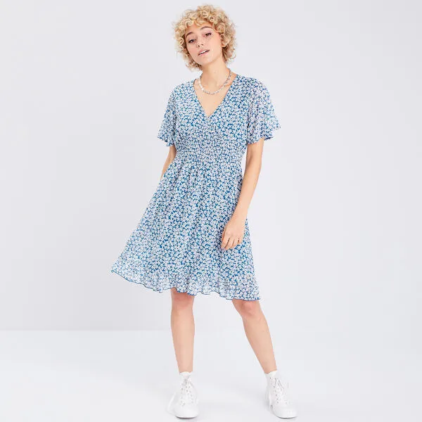 Vib's Robe évasée Manches Courtes Bleu Marine Femme 8 Vib's Robe évasée Manches Courtes Bleu Marine Femme – Image 6